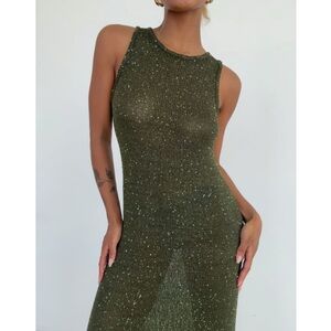 Stella Knit Sequin Dress - Size XS - Green
